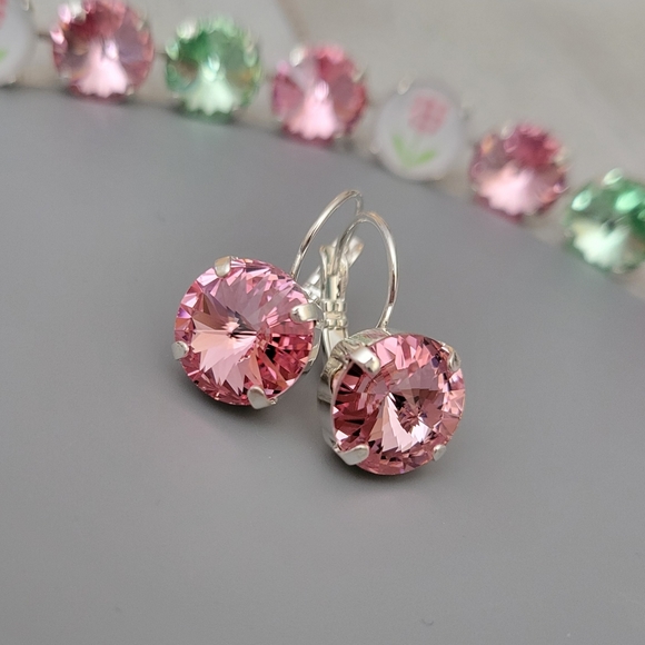 Austrian Crystal Earrings in Shiny Silver Plating - Picture 2 of 7